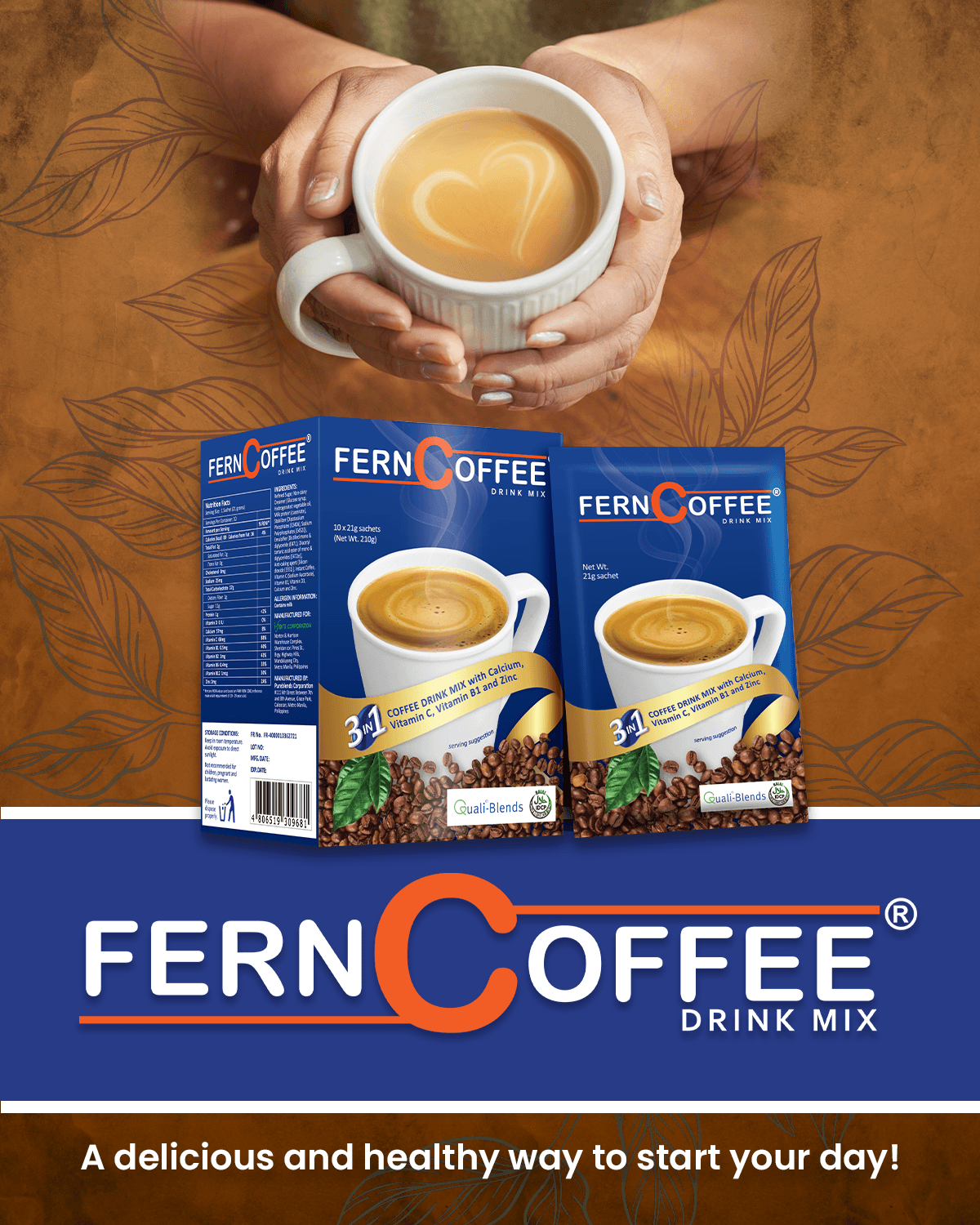 Fern Coffee wellness product packaging